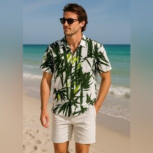 VTG Mr Kailua Palm Trees Hawaiian Shirt Made In Hawaii Tiki Aloha Small Resort